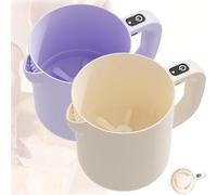 Sbattitore elettrico per uova, frusta manuale 2 in 1 e filtro per uova, latte in polvere e pastelle, strumento da cucina ricaricabile senza fili, con grande capacità da 1 l (beige) (2 pezzi)