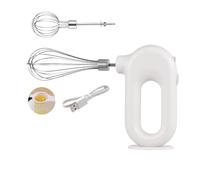 Sbattitore manuale senza fili Mini frullino per le uova elettrico Mini sbattitore elettrico regolabile a 4 velocità, ricarica USB, 1500 mAh(Bianco)