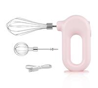 Sbattitore manuale senza fili Mini frullino per le uova elettrico Mini sbattitore elettrico regolabile a 4 velocità, ricarica USB, 1500 mAh(Rosa)