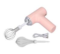 Sbattitore manuale senza fili, sbattitore elettrico a 3 velocità, sbattitore manuale ricaricabile con 2 fruste rimovibili per cuocere al forno e cucinare (Rosa)