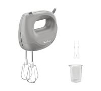SBATTITORE MOULINEX HM262BF0, 300 W, 5 velocità, fruste, gancio impastatore, bicchiere dosatore, Potenza massima 300 W, Recipiente da 0.8 l, Livelli di potenza 5 velocità, Bicchiere dosatore, Grigio