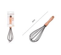 SBATTIUOVA FRUSTA 10" SBATTI UOVA IN SILICONE MANICO LEGNO 26 CM DA CUCINA 50739