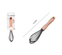 SBATTIUOVA FRUSTA 8" SBATTI UOVA IN SILICONE MANICO LEGNO 22.5CM DA CUCINA 50738