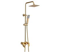 SBCGFY Soffione Doccia a Pioggia ad Alta Pressione, doccetta a Mano con Braccio Estensibile Regolabile in Altezza e angolazione, 3 funzioni 2 in 1, Doccia da Bagno ad Alto Flusso, Oro