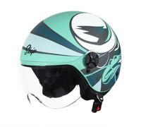 SBH-16 Casco Moto Open Face Verde Con Visiera Trasparente Taglia S 560MM @US