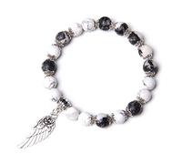 SBI Jewelry Braccialetti di compleanno da donna con angelo custode, rosa, viola, verde, arancione, blu, elastico con perline, regalo spirituale portafortuna per lei, One Size, Metallo, Non pietra