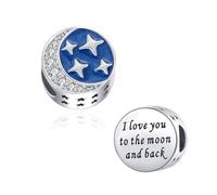 SBI Jewelry Braccialetto con ciondolo con scritta "I Love You", compatibile con Pandora, in argento, per ragazze, anniversari, compleanni, Rame, Nessuna pietra preziosa