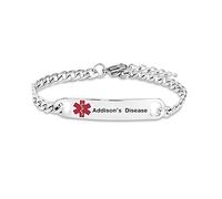 SBI Jewelry Braccialetto medico di emergenza per donne, uomini, madre, figlia, figlio, marito, nonna, nonno, in acciaio inox, DNR, malattie cardiache, cancro, pacemaker, 24 centimeters, Acciaio