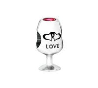 SBI Jewelry Charm a forma di calice di vino, compatibile con braccialetti Pandora, con pietra portafortuna e incisione a forma di cuore, per donne e ragazze, Vetro Pelle Zirconia cubica Rame, Nessuna