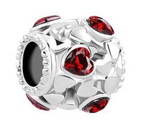 SBI Jewelry Charm a forma di cuore con pietra portafortuna bianco, verde, rosso, viola, blu, compatibile con braccialetti Pandora, per donne, regalo di compleanno, Misura unica, Rame, Nessuna pietra
