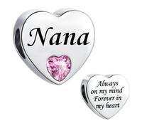 SBI Jewelry Charm a forma di cuore con scritta "Daughter", compatibile con braccialetti Pandora, per braccialetti da donna, Misura unica, Acciaio inossidabile, Nessuna pietra preziosa