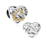 SBI Jewelry Charm a forma di cuore scintillante per 12° compleanno, con pietra portafortuna per mamma, compatibile con braccialetti Pandora da donna, Misura unica, Rame, Nessuna pietra preziosa