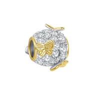 SBI Jewelry Charm a forma di farfalla in oro scintillante, compatibile con braccialetti Pandora, idea regalo per mamma, moglie, figlia, Rame, Nessuna pietra preziosa
