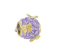 SBI Jewelry Charm a forma di farfalla in oro scintillante, compatibile con braccialetti Pandora, idea regalo per mamma, moglie, figlia, Rame, Nessuna pietra preziosa