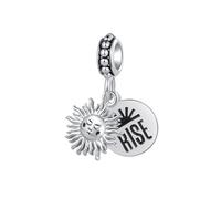 SBI Jewelry Charm a forma di sole con alba, compatibile con braccialetti Pandora, per l'inizio del nuovo inizio dell'energia solare positiva, anniversario, compleanno, Rame, Nessuna pietra preziosa