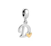 SBI Jewelry Charm da donna a forma di cuore, compatibile con braccialetti Pandora, con iniziale dell'alfabeto, gioiello da donna, Misura unica, Rame, Nessuna pietra preziosa