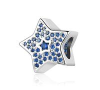 SBI Jewelry Charm da donna a forma di stella blu e viola, compatibile con braccialetti Pandora da donna, Metallo non prezioso, Nessuna pietra preziosa