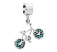 SBI Jewelry Ciondolo a forma di bicicletta rosa e blu, compatibile con braccialetti Pandora con zirconia cubica, per donne e ragazze, ciclismo, mountain bike, mamma, figlia, sorella, compleanno,
