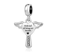 SBI Jewelry Ciondolo a forma di croce biblica con Gesù e Dio, compatibile con braccialetti Pandora da donna, taglia unica, Rame, Non pietra preziosa