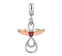 SBI Jewelry Ciondolo a forma di cuore apribile con ali d'angelo, compatibile con braccialetti Pandora, per donne, figlia, nipote, compleanno, Misura unica, Rame, Nessuna pietra preziosa