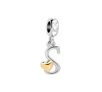 SBI Jewelry Ciondolo a forma di cuore con iniziale dalla A alla Z, compatibile con braccialetti Pandora da donna, Misura unica, Rame, Nessuna pietra preziosa