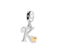 SBI Jewelry Ciondolo a forma di cuore con iniziale dalla A alla Z, compatibile con braccialetti Pandora da donna, Misura unica, Rame, Nessuna pietra preziosa