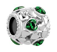 SBI Jewelry Ciondolo a forma di cuore con zirconia cubica bianca, verde, rosso, viola, blu, compatibile con braccialetti Pandora, per donne e ragazze, per coppie, familiari, amici, compleanno,