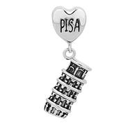 SBI Jewelry Ciondolo da donna a tema Dubai, Pisa, Roma, Torre Eiffle, Big Ben, compatibile con braccialetti Pandora per compleanni e anniversari, Pelle Metallo Zirconia cubica Rame, Nessuna pietra