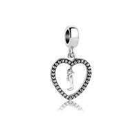 SBI Jewelry Ciondolo in argento con lettera A-Z, compatibile con braccialetti Pandora, ciondolo a forma di cuore in argento, da donna, Misura unica, Rame, Nessuna pietra preziosa