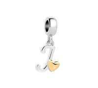 SBI Jewelry Ciondolo in argento con lettera A-Z, compatibile con braccialetti Pandora, ciondolo con lettere dell'alfabeto, gioiello da donna, Misura unica, Rame, Nessuna pietra preziosa