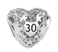 SBI Jewelry Ciondolo per compleanno, compatibile con braccialetti e collane Pandora con numero 13, 16, 18, 21, 30, 40, 50, 60, per compleanno, figlia, nipote, Misura unica, Rame, Nessuna pietra