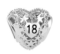 SBI Jewelry Ciondolo per compleanno, compatibile con braccialetti e collane Pandora con numero 13, 16, 18, 21, 30, 40, 50, 60, per compleanno, figlia, nipote, Metallo non prezioso, Nessuna pietra