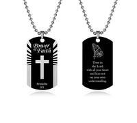 SBI Jewelry Collana con croce biblica per donne e uomini, preghiera Santo Gesù Giosuè Proverbio Versi Dog Tag Regalo per ragazze, sorella, migliori amici, mamma, cugina, nipote, compleanno,