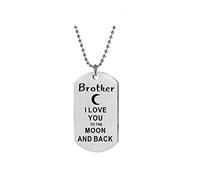 SBI Jewelry Collana da donna con incisione "Mum Dad Son Daughter I Love You" incisa sulla luna e sulla schiena, in acciaio inox, colore argento, per compleanno e anniversario, One-Size, Acciaio