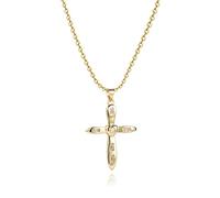 SBI Jewelry Collana da uomo con croce a forma di cuore, in oro trasparente, con zirconia cubica, per congregazioni religiose, gioielli da donna, 41.6 x 27 x 4 mm, Acciaio inossidabile, Nessuna pietra