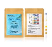 SBINTUOR Strisce Test Piscina 7 in 1 Tester Piscina Analisi Acqua Piscina di Durezza Totale, Cloro Totale, Bromo Totale, Cloro Libero, pH, Alcalinità Totale, Acido Cianurico - 50 Strisce