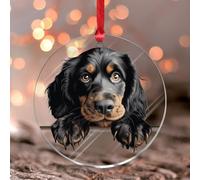 Sbirciando Gordon Setter Ornamento per albero di Natale cartone animato simpatico cucciolo rotondo ornamento per albero di Natale ricordo arte 3D ritratto cane animale domestico palla di Natale