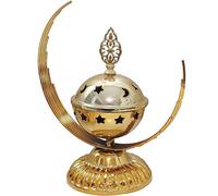 SBJKLYRN bruciatore di incenso , Bruciatore di Coni di incenso a Forma di Luna + bruciatore in Metallo Placcato Oro Decorazione for la casa Incensiere Incenso