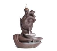 SBJKLYRN bruciatore di incenso ， Bruciatore di incenso a riflusso Creativo in Argilla Viola a Forma di Cuore, Portatile, Pezzo Decorativo in Ceramica for Feste di Halloween