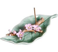 SBJKLYRN bruciatore di incenso , Bruciatore di incenso Fatto a Mano, Creativo, Arredamento for la casa, Foglie di Ceramica, Rami di Fiori di pesco, bruciatore di incenso(Roze)
