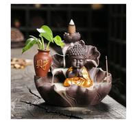 SBJKLYRN bruciatore di incenso ， Porta incenso a riflusso in Argilla Viola a Forma di Piccolo Monaco - Perfetto for la Meditazione e l'arredamento Feng Shui.(Yellow)