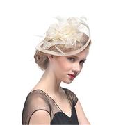 SBJKLYRN Cocktail hat， Cappelli da sposa con clip, for donne, accessori for capelli da sposa, for cocktail, tè e feste.(Beige)
