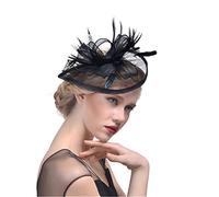 SBJKLYRN Cocktail hat， Cappelli da sposa con clip, for donne, accessori for capelli da sposa, for cocktail, tè e feste.(Black)