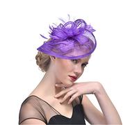 SBJKLYRN Cocktail hat， Cappelli da sposa con clip, for donne, accessori for capelli da sposa, for cocktail, tè e feste.(Purple)