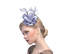 SBJKLYRN Cocktail hat， Copricapo di piume, cappelli da festa, accessori for matrimoni, cappelli da sposa, copricapi for cocktail e tè.(Grey)
