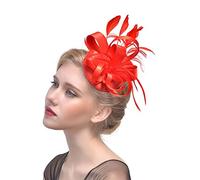 SBJKLYRN Cocktail hat， Copricapo di piume, cappelli da festa, accessori for matrimoni, cappelli da sposa, copricapi for cocktail e tè.(Orange)
