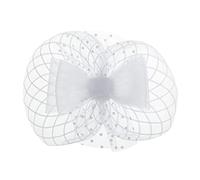 SBJKLYRN Cocktail hat， Fascia for capelli con fiocco grande in rete, fermaglio for capelli for donna, accessorio for capelli da cocktail e tè.(White)