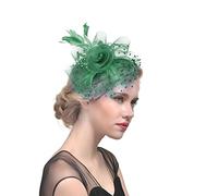 SBJKLYRN Cocktail hat， Fascinator da donna con fiori, nastri in rete e piume, cappello o copricapo con clip, for cocktail e feste.(C)