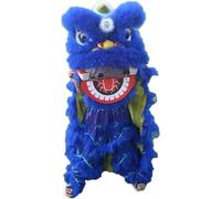 SBJKLYRN Costume da danza del leone, Costume da danza del leone 8 pollici della mascotte for la drago di seta degli sport all'aria aperta(Blue)