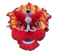 SBJKLYRN Costume da danza del leone, Costume da danza del leone della mascotte drago di seta sud 9 pollici(Red)